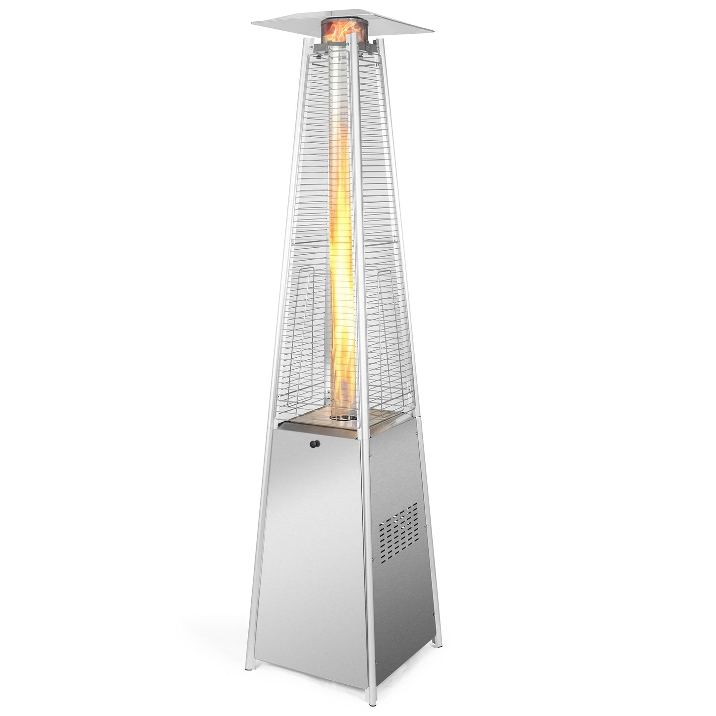OuterMust 48,000 BTU Pyramid Patio Heater with Stainless Steel Design, Wheels and One-Button Ignition Ideal for Backyard Balcony 6-8 people