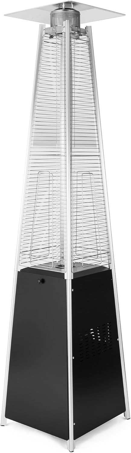 Pyramid Patio Heater,48,000 BTU Outdoor Propane Heater with Glass Tube, Propane Tall Tower Design with Wheels & One-Button Ignition for Backyard, Deck, and Commercial Use