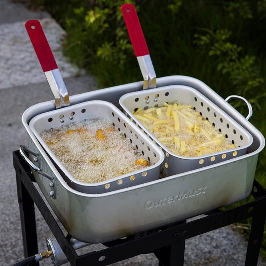 58,000 BTU Outdoor Fish Fryer with 2 Inner Baskets, Lid for Frying Fish, Chicken Wings