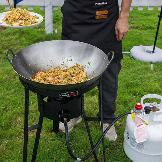 Outdoor wok burner set for cooking fried rice