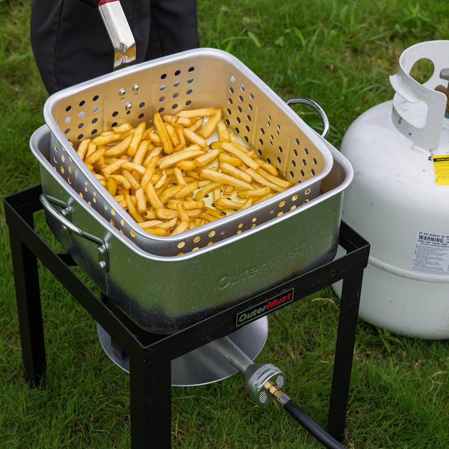 Outdoor Fish Fryer,with 12 Qt. Fryer Pot, Inner Basket and Gas Burner 50,000 BTU Ideal for Frying Fish, French Fries,