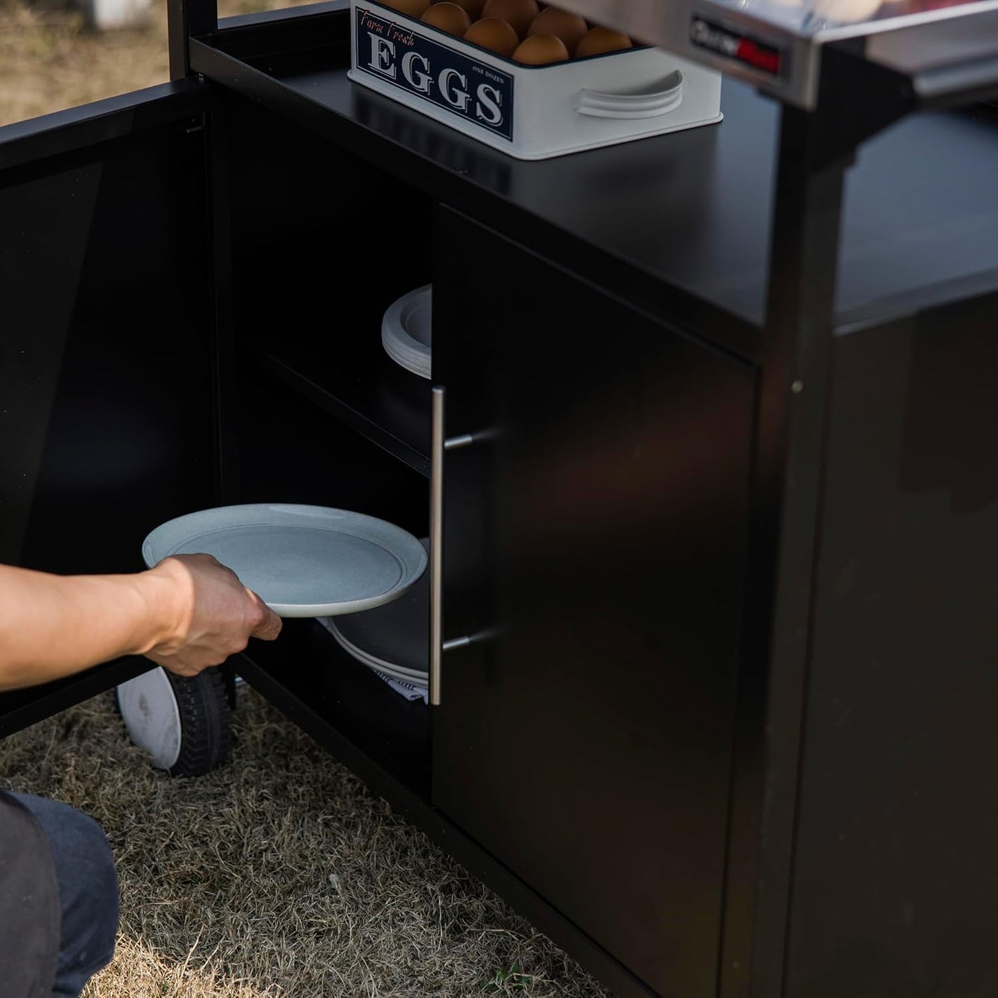 Outdoor Kitchen Cabinet, Moveable Outdoor Prep Table & Bar for Grilling and Pizza Oven