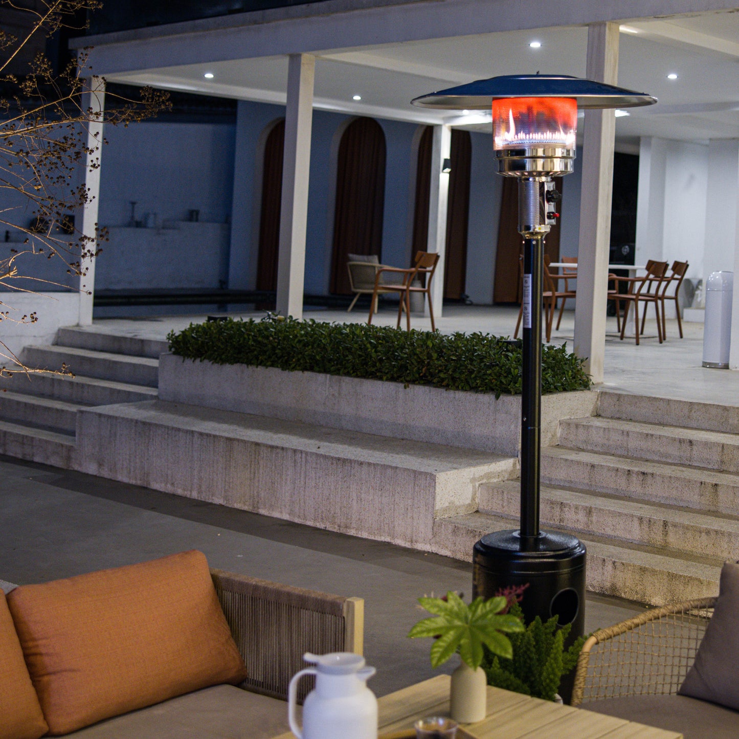 OuterMust Propane Patio Heater 46,000 BTU with Wheels&One-Button Ignition Ideal for Backyard, Garden