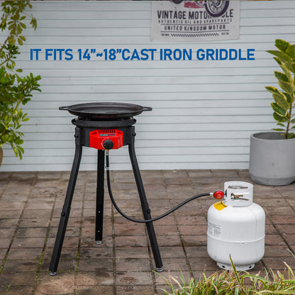 Outdoor Cooker Wok Station with Iron Wok, Electronic Ignition and Propane Burner 54000 BTU for BBQ, Backyard