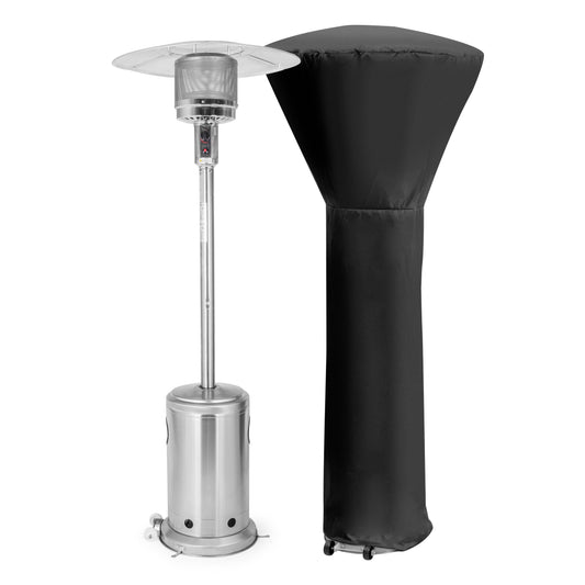 OuterMust Propane Patio Heater 46,000 BTU with Stainless Steel Design, Cover and Wheels Ideal for Backyard, Garden