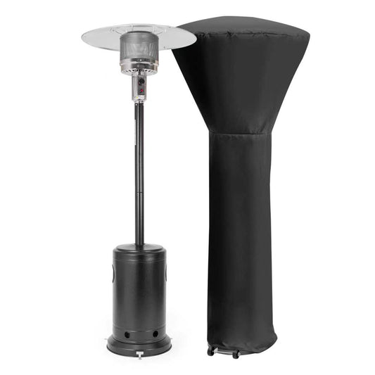 OuterMust 46,000 BTU Propane Patio Heater with Protective Cover, Wheels & One-Button Ignition, Outdoor Heater for Backyard, Garden, Lawn, Black