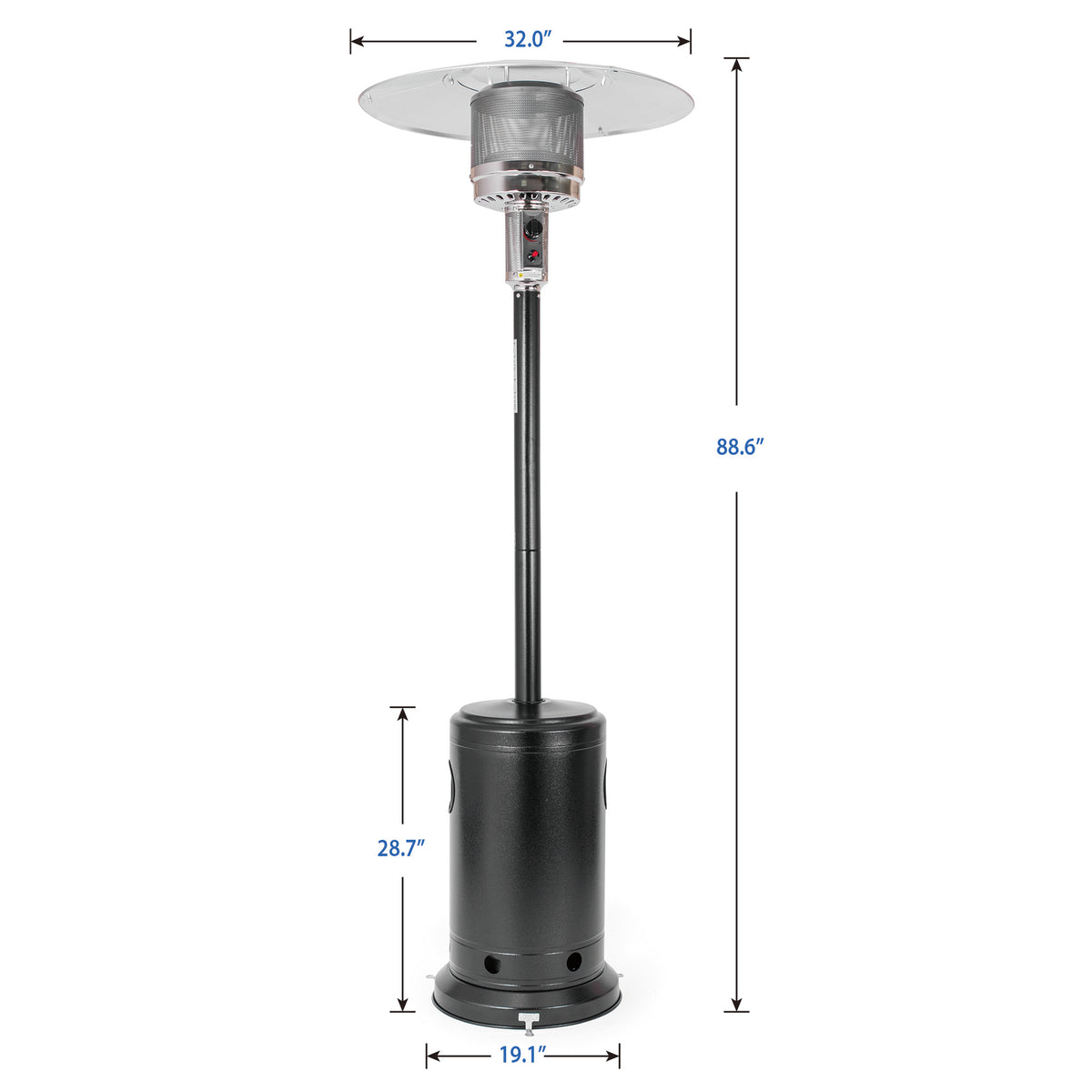 OuterMust 46,000 BTU Propane Patio Heater with Protective Cover, Wheels & One-Button Ignition, Outdoor Heater for Backyard, Garden, Lawn, Black