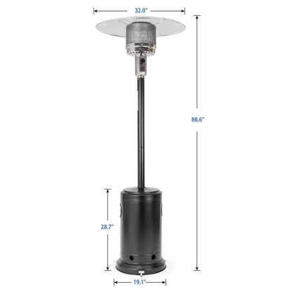 OuterMust 46,000 BTU Propane Patio Heater with Protective Cover, Wheels & One-Button Ignition, Outdoor Heater for Backyard, Garden, Lawn, Black