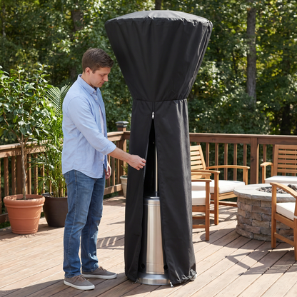 OuterMust Propane Patio Heater 46,000 BTU with Stainless Steel Design, Cover and Wheels Ideal for Backyard, Garden