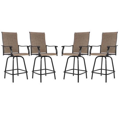 Sour Citrus Outdoor Bar Stools Set of 4 Swivel Patio Bar Stools with Weather Resistant Textilene Fabric for Deck, Poolside, Garden, Porch, Brown