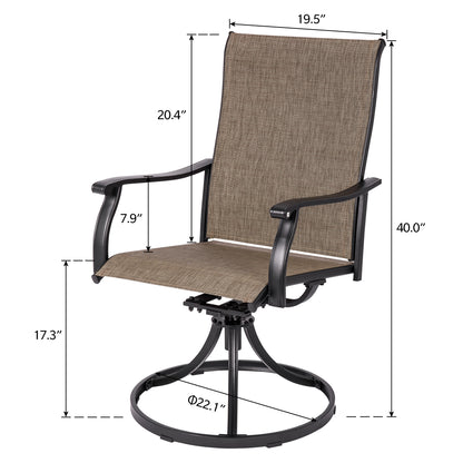 Sour Citrus Swivel Patio Dining Chairs, Textilene Fabric Iron Indoor/Outdoor Dining Chairs Patio Dining Set of 4 for Lawn, Poolside, Garden, Backyard, Brown