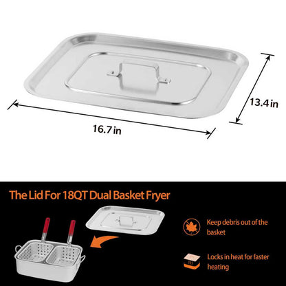 18 QT Deep Fryer Lid Aluminum Fryer Cover 16.5"×13.4" Ideal for Fryer