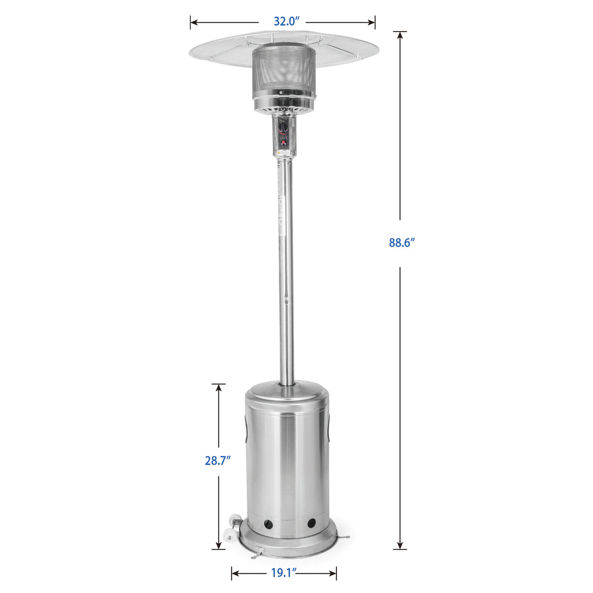 OuterMust Propane Patio Heater 46,000 BTU with Stainless Steel Design, Cover and Wheels Ideal for Backyard, Garden