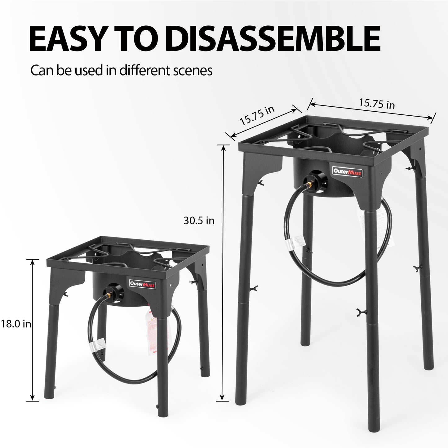 Outdoor Propane Burner Camping Stove Gas Burner with Adjustable Legs Ideal for Camping, Home Brewing