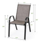 Sour Citrus Stackable Patio Chairs Set of 4, Textilene Iron Outdoor Dining Chairs Patio Dining Chairs for Lawn, Poolside, Garden, Backyard, Brown