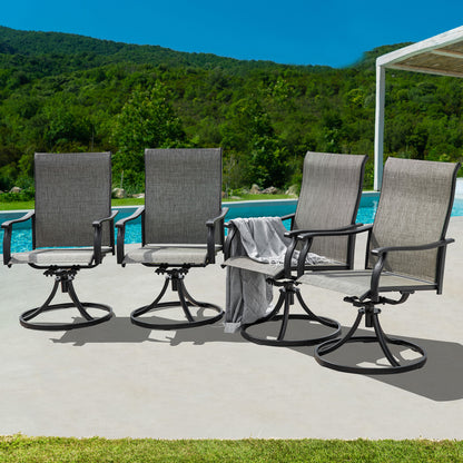 Sour Citrus Swivel Patio Dining Chairs, Textilene Fabric Iron Indoor/Outdoor Dining Chairs Patio Dining Set of 4 for Lawn, Poolside, Garden, Backyard, Brown