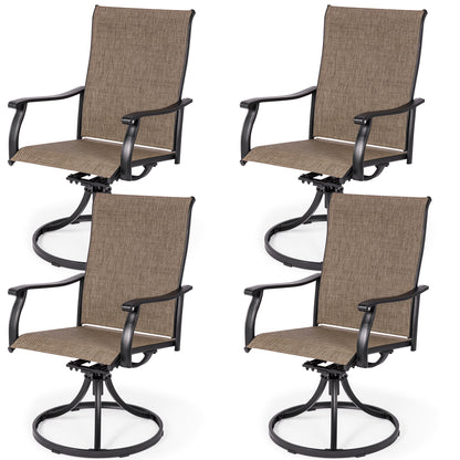 Sour Citrus Swivel Patio Dining Chairs, Textilene Fabric Iron Indoor/Outdoor Dining Chairs Patio Dining Set of 4 for Lawn, Poolside, Garden, Backyard, Brown