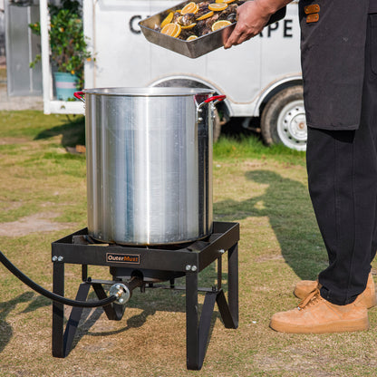 Outdoor Propane Burner  with 10 PSI Regulator and Cast Iron Braided Holes for Home Brewing,Turkey Fryer and Seafood Boiler