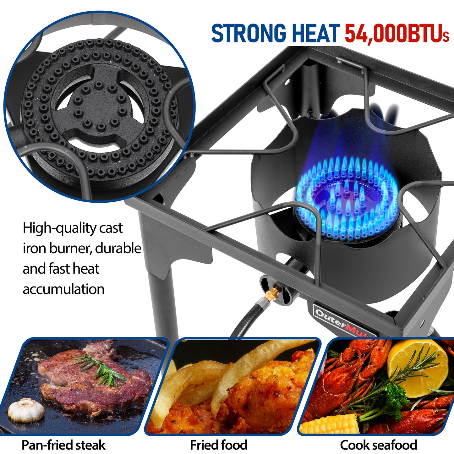 Outdoor Propane Burner Camping Stove Gas Burner with Adjustable Legs Ideal for Camping, Home Brewing