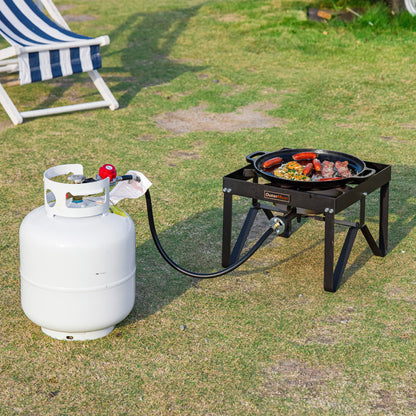 Outdoor Propane Burner  with 10 PSI Regulator and Cast Iron Braided Holes for Home Brewing,Turkey Fryer and Seafood Boiler