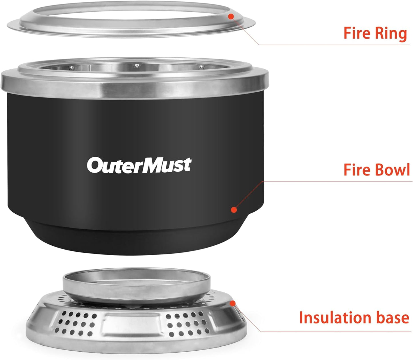 24 Inch Smokeless Fire Pit for Outside with Stand Wood Burning Outdoor Fireplace with Ash Pan for 5-7 Persons Stainless Steel Portable Bonefire for Patio, Deck, Backyard & Camping