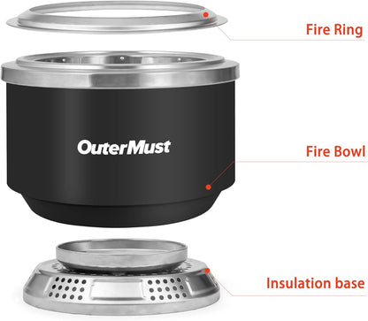 24 Inch Smokeless Fire Pit for Outside with Stand Wood Burning Outdoor Fireplace with Ash Pan for 5-7 Persons Stainless Steel Portable Bonefire for Patio, Deck, Backyard & Camping