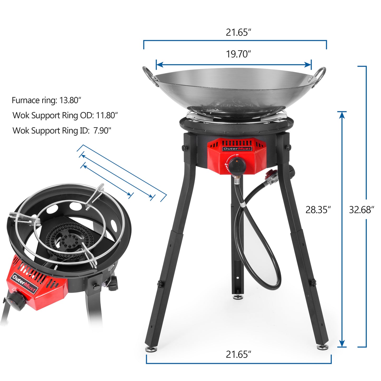 Outdoor Cooker Wok Station with Iron Wok, Electronic Ignition and Propane Burner 54000 BTU for BBQ, Backyard