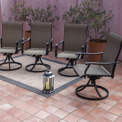 Sour Citrus Swivel Patio Dining Chairs, Textilene Fabric Iron Indoor/Outdoor Dining Chairs Patio Dining Set of 4 for Lawn, Poolside, Garden, Backyard, Brown