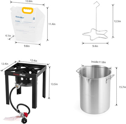 Propane Turkey Fryer Set Turkey Fryer Pot with Burner, Outdoor Cooking Pot Ideal for Cooking Crawfish, Turkey, and Crab for Thanksgiving Gathering