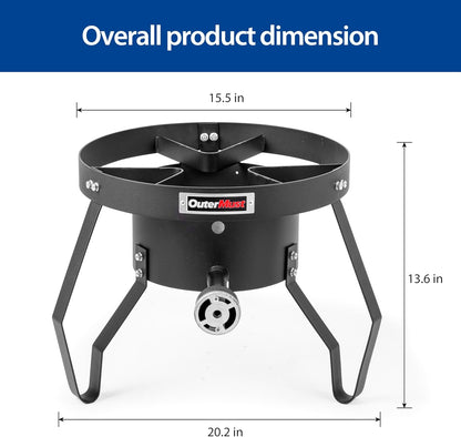 Gas Stove Propane Burner with Regulator and Cast Iron Braided Holes (single) for Outdoor Cooking, Camping and Seafood Boil