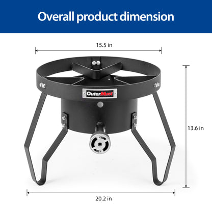 Outdoor Propane Burner Camping Stove Gas Burner with Adjustable Legs Ideal for Camping, Home Brewing, Turkey Frying and Maple Syrup Boiling