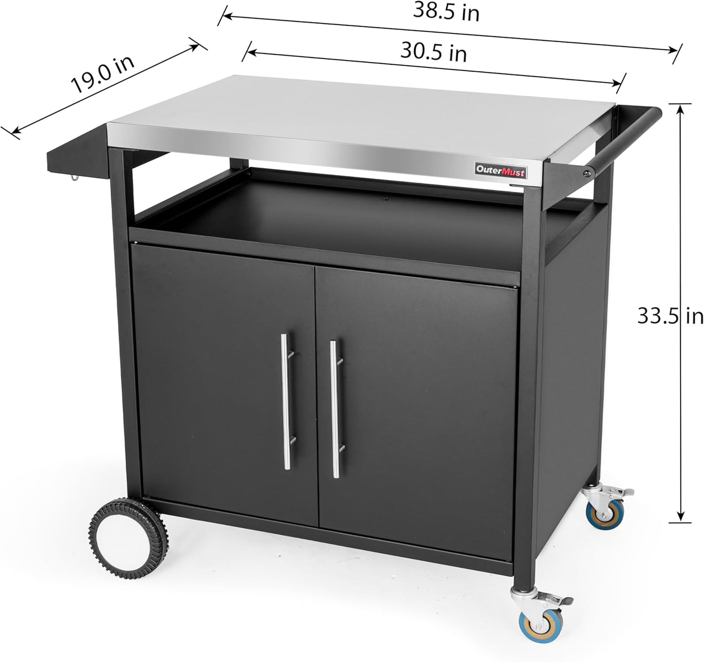 Outdoor Kitchen Cabinet, Moveable Outdoor Prep Table & Bar for Grilling and Pizza Oven