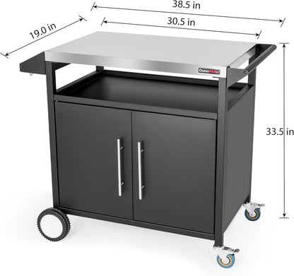 Outdoor Kitchen Cabinet, Moveable Outdoor Prep Table & Bar for Grilling and Pizza Oven