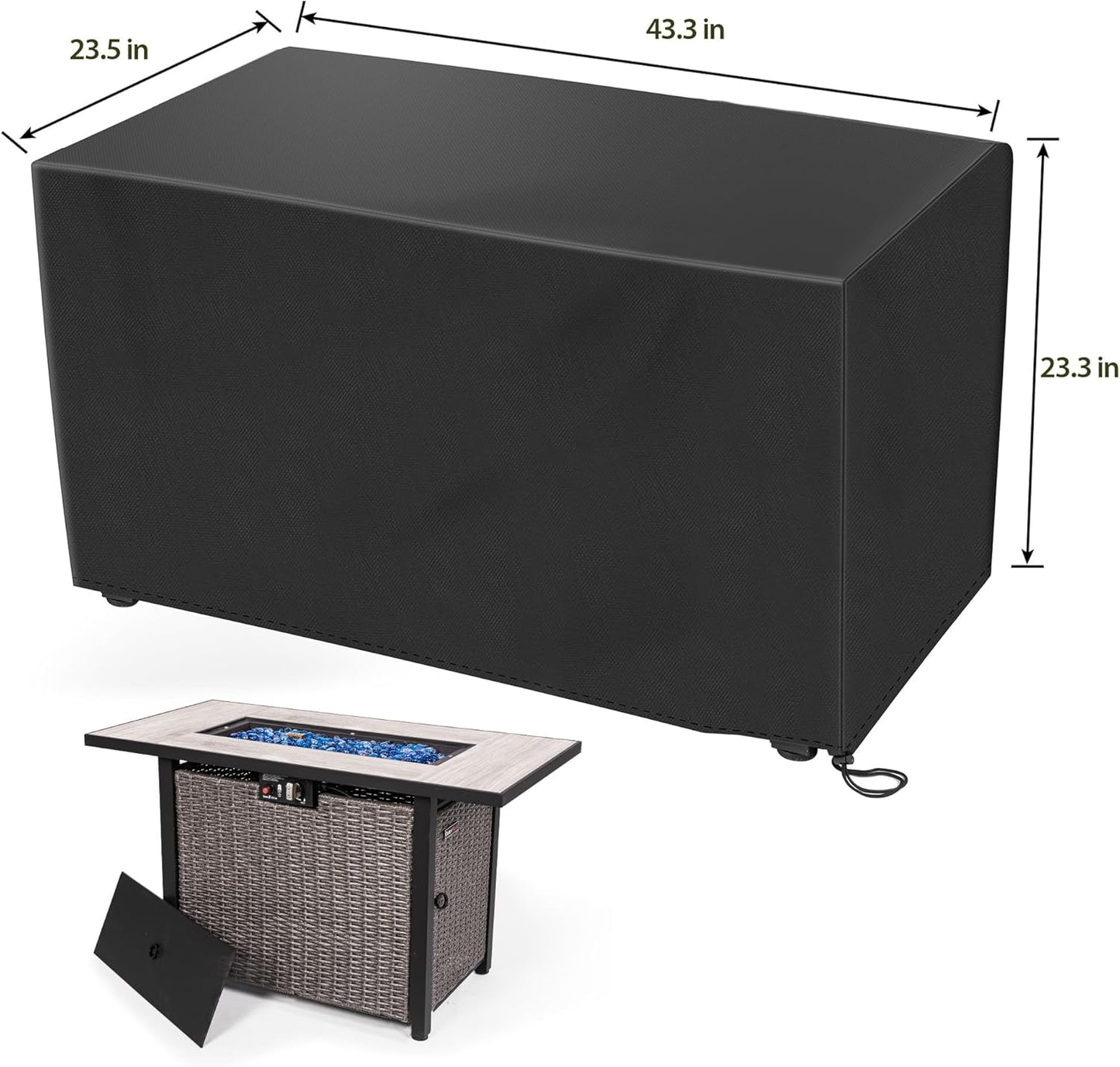 42 Inch Propane Fire Pit Table, 50,000 BTU with Cover, Lid& Blue Glass Bead for Patio,Garden