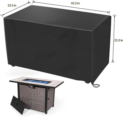 42 Inch Propane Fire Pit Table, 50,000 BTU with Cover, Lid& Blue Glass Bead for Patio,Garden