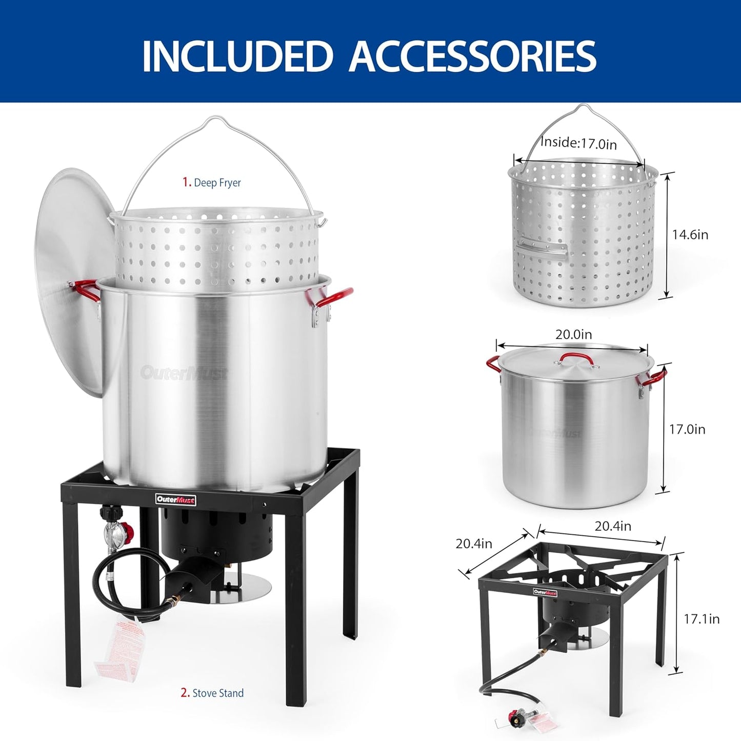 80 Qt. Crawfish Boiler with Burner 110,000BTU, Aluminuml Pot and 10 PSI Regulator for Cooking