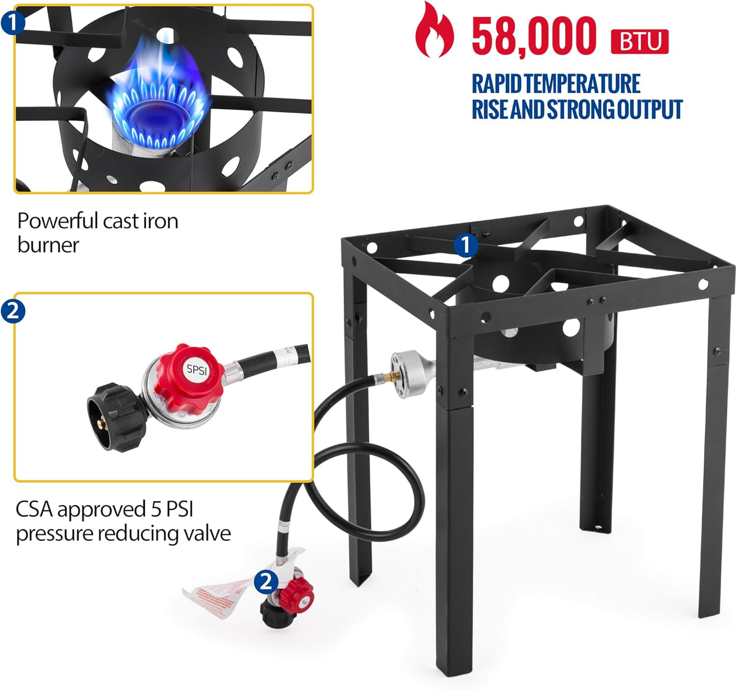 58,000 BTU Outdoor Fryer, 18 Qt. Deep Fryer Pot and 2 Inner Baskets, Ideal for Frying Fish, Chicken Wings, French Fries