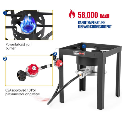 Outdoor Fish Fryer,with 12 Qt. Fryer Pot, Inner Basket and Gas Burner 50,000 BTU Ideal for Frying Fish, French Fries,