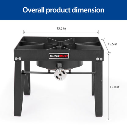 Outdoor Propane Burner Camping Stove Gas Burner with Adjustable Legs Ideal for Camping, Home Brewing, Turkey Frying and Maple Syrup Boiling