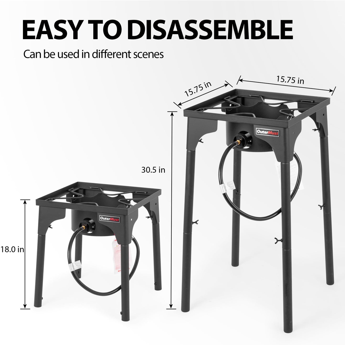 Outdoor Propane Burner Camping Stove Gas Burner with Adjustable Legs Ideal for Camping, Home Brewing, Turkey Frying and Maple Syrup Boiling