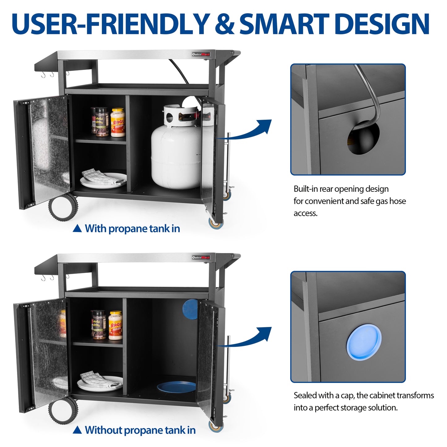 85,000 BTU Outdoor Kitchen Station with Stainless Steel Top for Fish & Turkey Frying