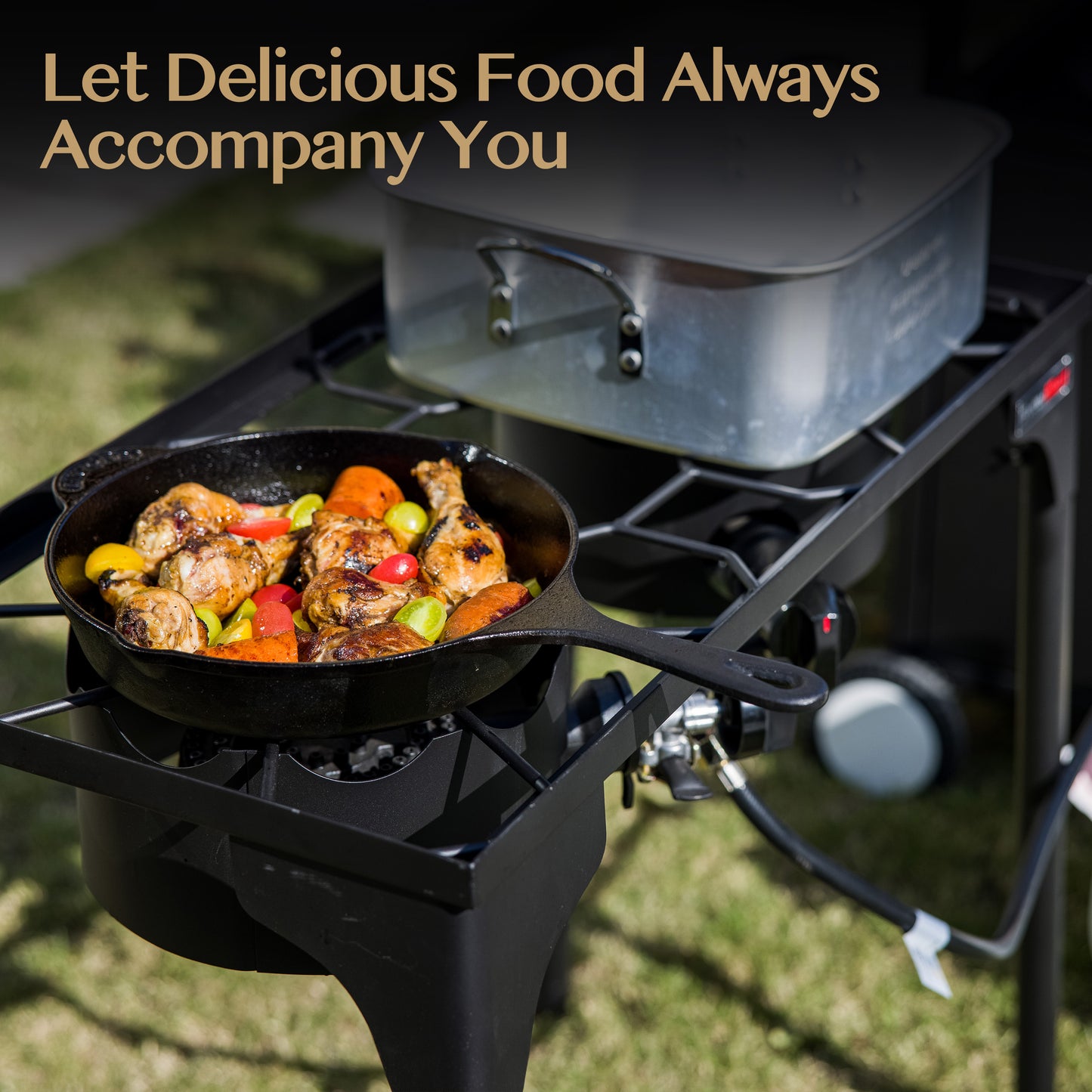 OuterMust 2 Burner Propane Gas Stove with 0-3 PSI Adjustable Regulator and Removable Legs for Home Brewing, Camping