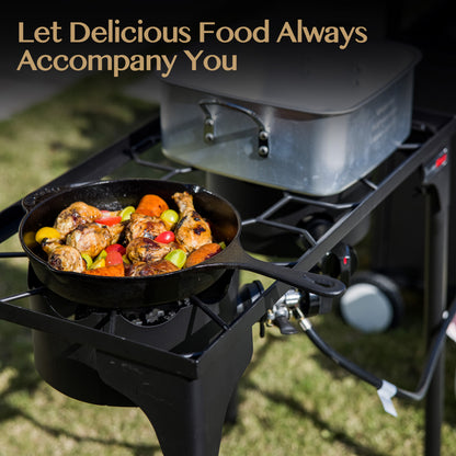 OuterMust 2 Burner Propane Gas Stove with 0-3 PSI Adjustable Regulator and Removable Legs for Home Brewing, Camping