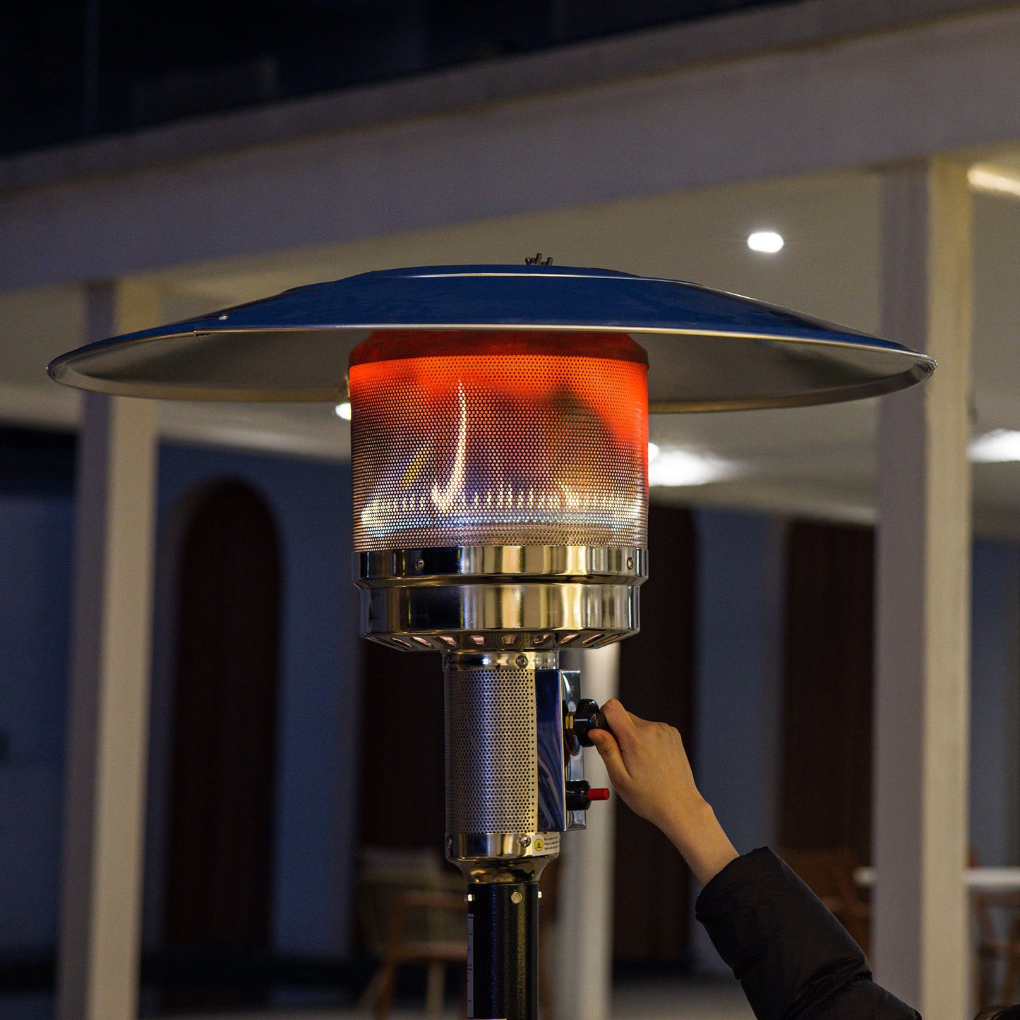 OuterMust Propane Patio Heater 46,000 BTU with Wheels&One-Button Ignition Ideal for Backyard, Garden