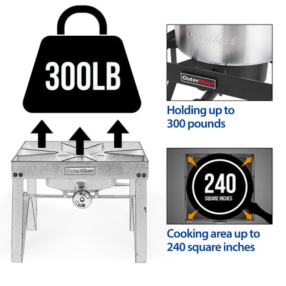 Outdoor Propane Burner  with 10 PSI Regulator and Cast Iron Braided Holes for Home Brewing,Turkey Fryer and Seafood Boiler