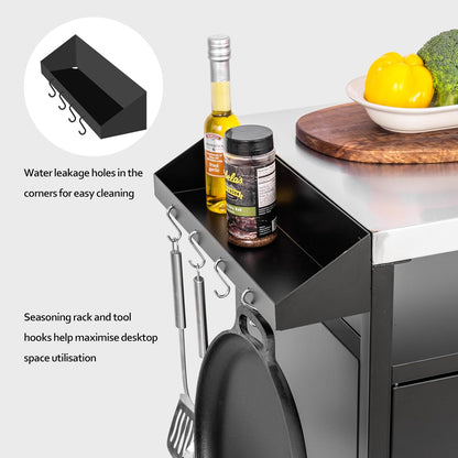 Outdoor Kitchen Cabinet, Moveable Outdoor Prep Table & Bar for Grilling and Pizza Oven