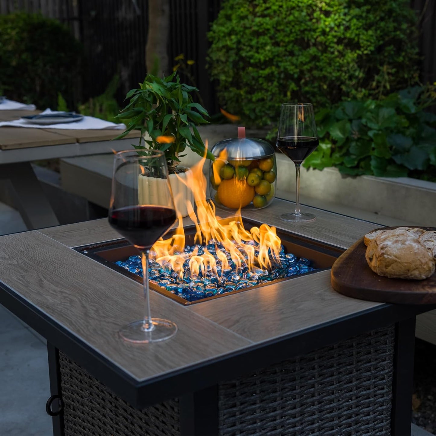 30 Inch Propane Fire Pit Table  50,000 BTU with Cover, Lid & Glass Bead for Garden, Backyard