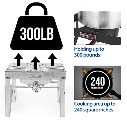 Outdoor Propane Burner Camping Stove Gas Burner with Adjustable Legs Ideal for Camping, Home Brewing, Turkey Frying and Maple Syrup Boiling