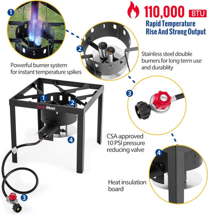 60 Qt. Seafood Boiling Pot Kit with Basket, Burner 110,000 BTU and Aluminum Crab Boil and 10 PSI Regulator for Cooking Crayfish