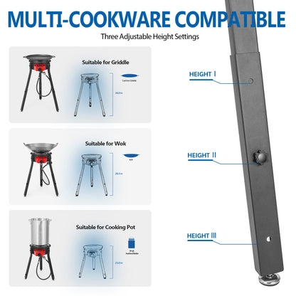 Outdoor Cooker Wok Station with Cover, Wok, 54,000 BTU Burner and Electronic Ignition For Backyard